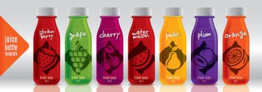 Hazır tasarım vektör suyu, meyve şişesi seti