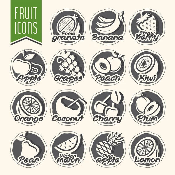 Набор иконок для векторных фруктов — стоковый вектор