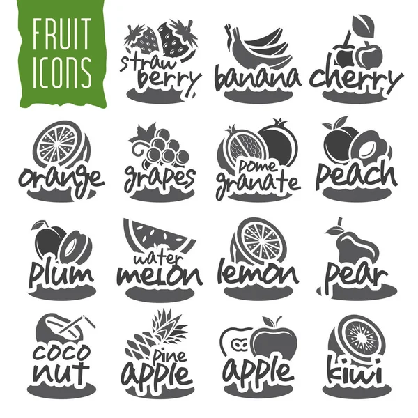 Listo diseño vector fruta icono conjunto — Archivo Imágenes Vectoriales
