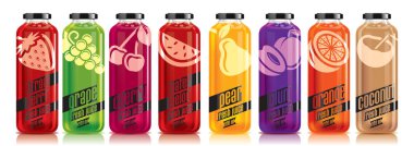 Hazır tasarım vektör suyu, meyve şişesi seti