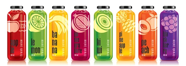 Ready design Vector juice, frukt flaska set — Stock vektor