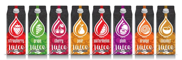 Hazır tasarım vektör suyu, meyve paketi Seti