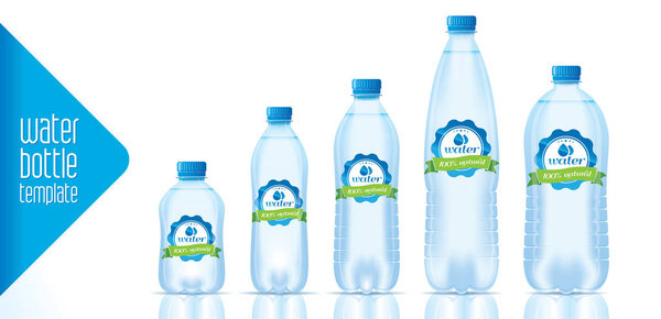 Vector water bottle template and ready label design