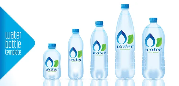 Modelo de garrafa de água vetorial e design de etiqueta pronta — Vetor de Stock