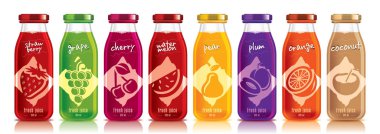 Hazır tasarım vektör suyu, meyve şişesi seti