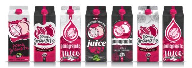 Tasarım vektörü nar suyunu ve meyve paketini hazırla