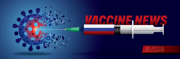 Vaccino Corona Corona Vettore Notizie Concetto Bandiera Nazionale — Vettoriale Stock