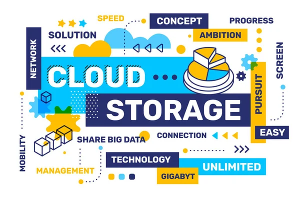 Concetto Cloud Storage Sfondo Bianco Con Icona Tag Cloud Illustrazione — Vettoriale Stock