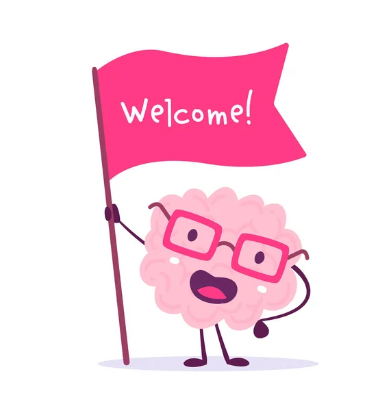 Ilustración Vectorial Del Cerebro Sonrisa Color Rosa Con Gafas Que — Vector de stock