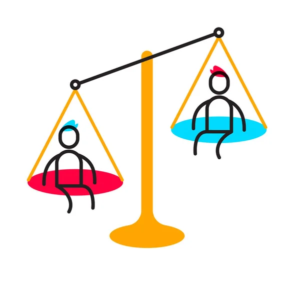 Ilustração Negócios Vetoriais Homens Sentados Nas Escalas Justiça Avaliação Comparação — Vetor de Stock