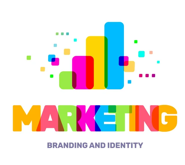 Ilustração Criativa Vetorial Marketing Multicolorido Tipografia Letras Palavras Negócios Fundo — Vetor de Stock