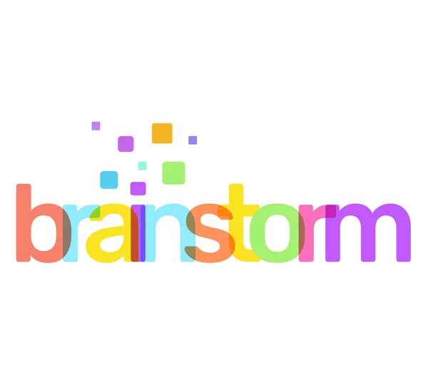 テキスト色の虹の概念は白い背景の上のブレーンストーミングを行います 装飾要素とタイポグラフィをレタリング Brainstorm ビジネス単語のベクトルの創造的なイラスト Web バナー ビジネス プレゼンテーションのフラット スタイル デザイン — ストックベクタ