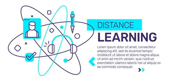 Composizione Del Modello Creativo Vettoriale Con Illustrazione Astratta Apprendimento Distanza — Vettoriale Stock