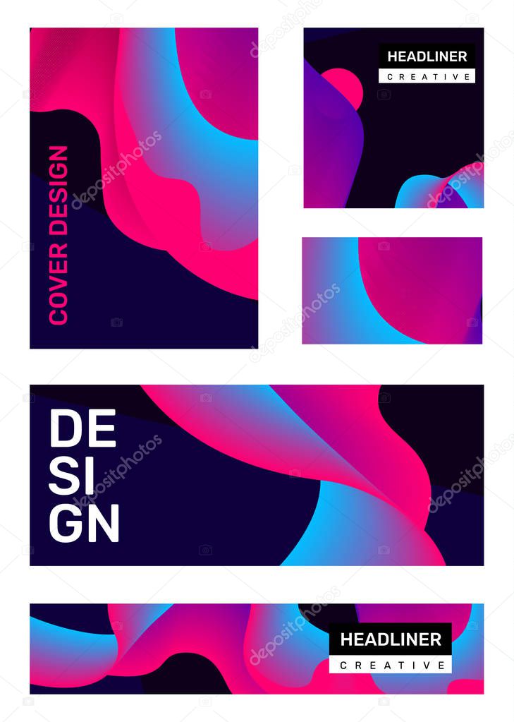 Vector set of creative bright abstract illustration with header.