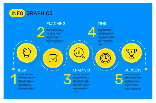 Plantilla de infografía vectorial con círculo, palabras de negocios, iconos , — Vector de stock