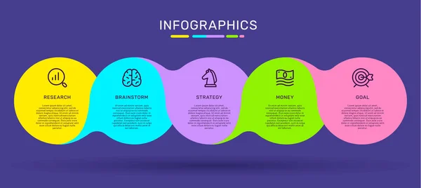 Plantilla de infografía vectorial con etiqueta de color brillante conectado, o — Vector de stock