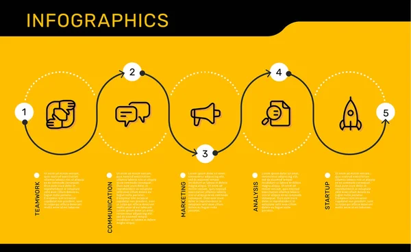 Modelo de infográfico vetorial com opções de faixa numérica e etapas — Vetor de Stock