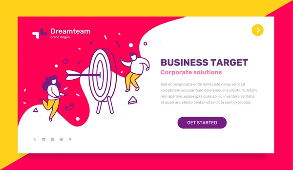 Vector business template with illustration of people with big ta — Stock Vector