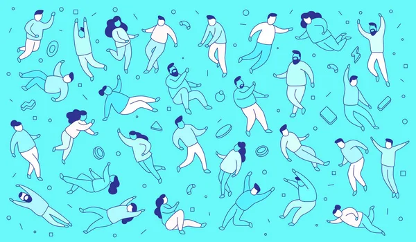 Ilustração vetorial do conjunto de pessoas em fundo azul em casua — Vetor de Stock