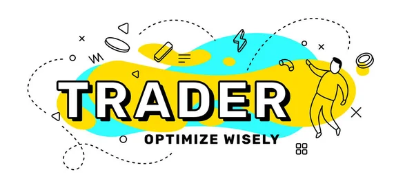 Vektor Business kreativ illustration av Word Trader med man på — Stock vektor