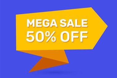 Mavi renk arka plan w vektör karikatür sarı mega satış rozeti