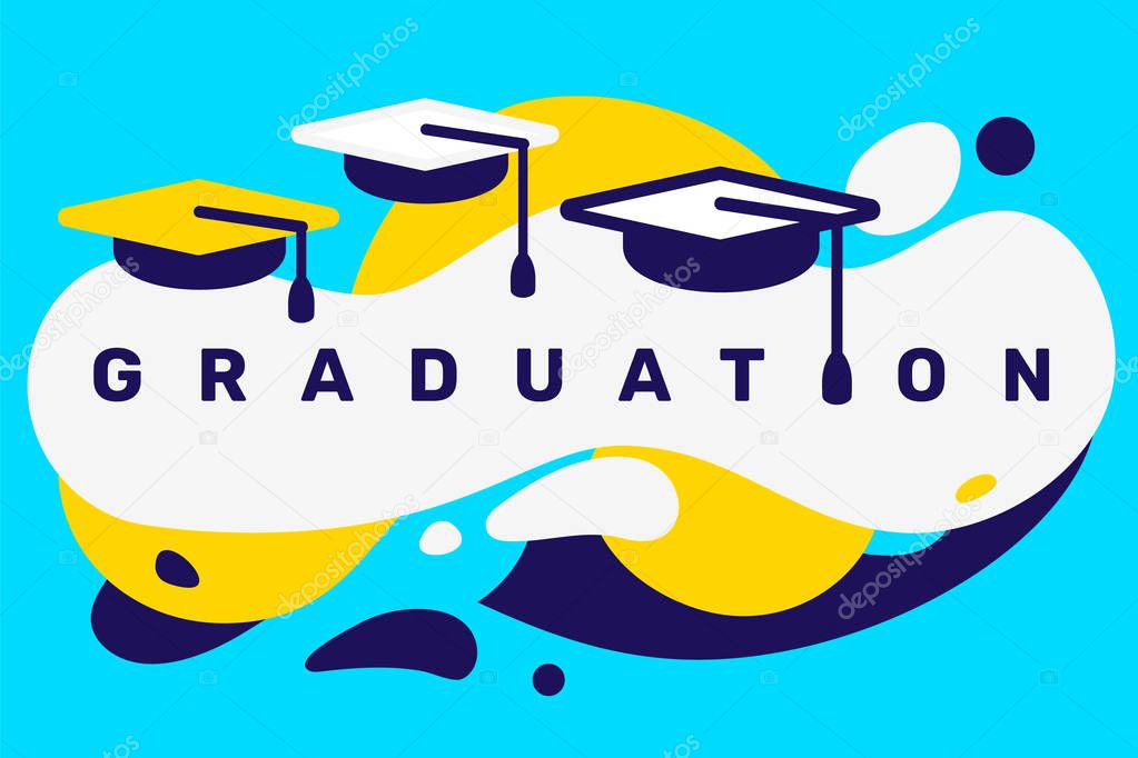 Vector creative illustration of education graduation word typogr