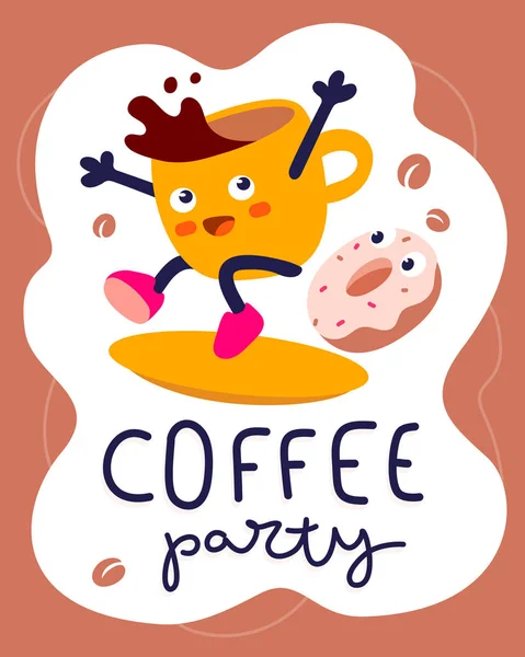 Ilustración creativa vectorial de la taza de café de energía carácter ridi — Vector de stock
