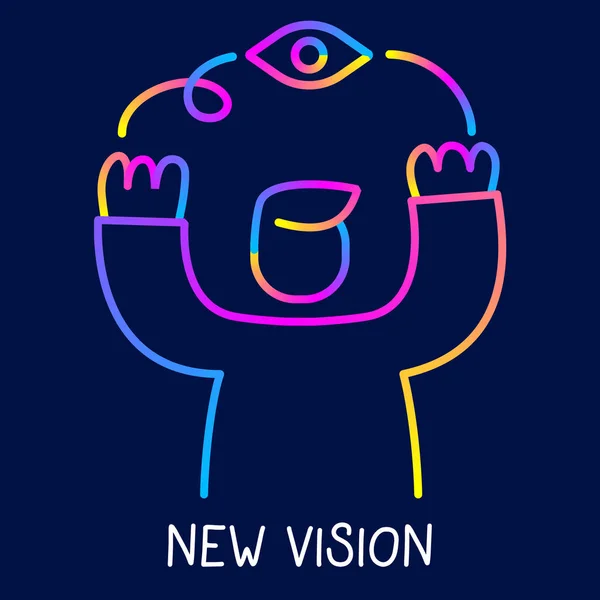 Vector creatieve Neon kleur illustratie van Business man Raising — Stockvector