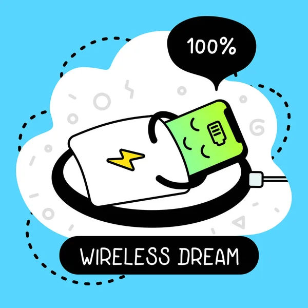 Vector creative cartoon illustration of happy charging smart pho — Stock Vector