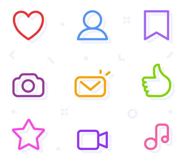 Conjunto vectorial de colorido icono de medios de comunicación social en el fondo de color blanco — Vector de stock