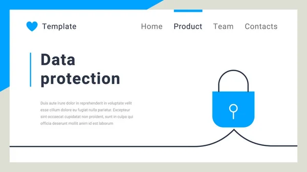 在白色背景上有锁的向量业务模板 数据保护概念 Web Site Banner平面线条艺术风格设计 — 图库矢量图片