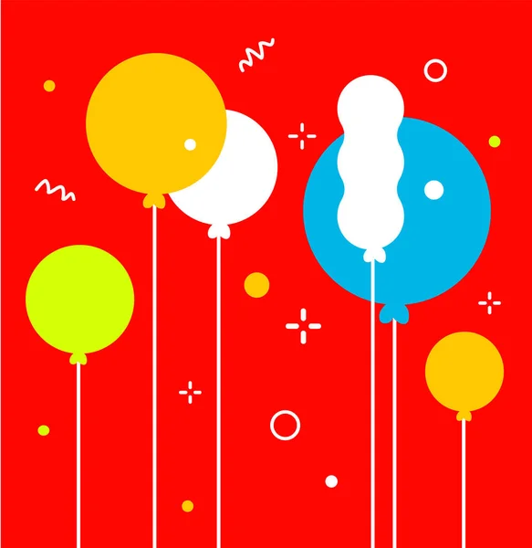 Wektor Jasne Wakacje Ilustracja Urodziny Balon Powietrza Czerwonym Tle Koloru — Wektor stockowy