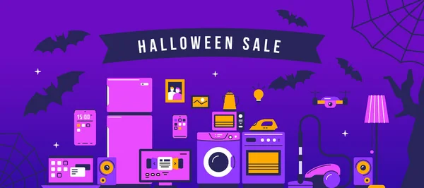 Halloween Szezonális Értékesítése Otthoni Háztartási Elektronikus Készülékek Vektor Nyaralás Készlet — Stock Vector