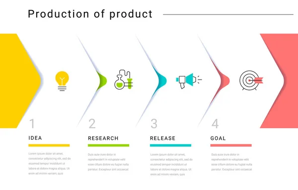 Vector Creativo Negocio Paso Plantilla Infografía Con Flecha Icono Sobre — Vector de stock
