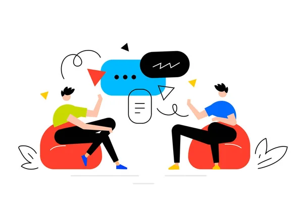 Vector Business Illustration Man Speech Bubble Friend People Communication — Stock Vector