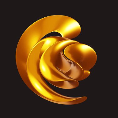 Siyah arkaplanda 3D soyut altın girdap