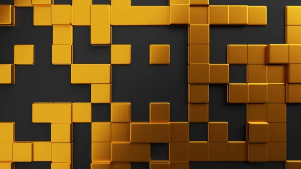 Abstract Geometric Black Background Golden Cubes — Stock Photo, Image