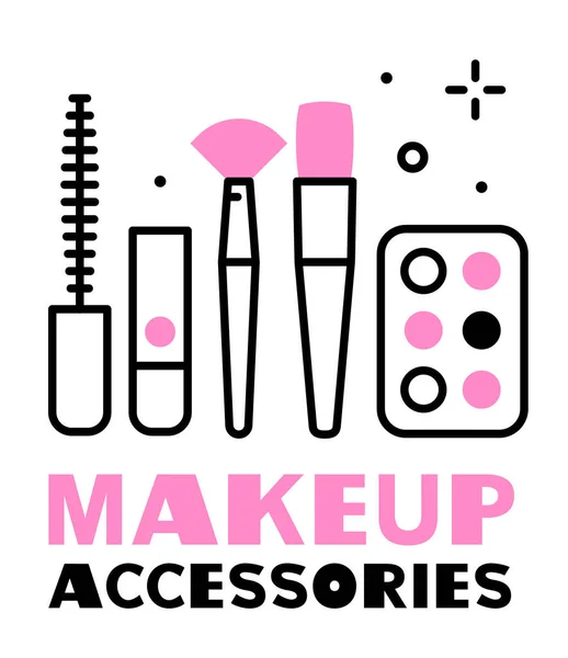 Vector Ilustración Conjunto Cosméticos Accesorios Maquillaje — Vector de stock