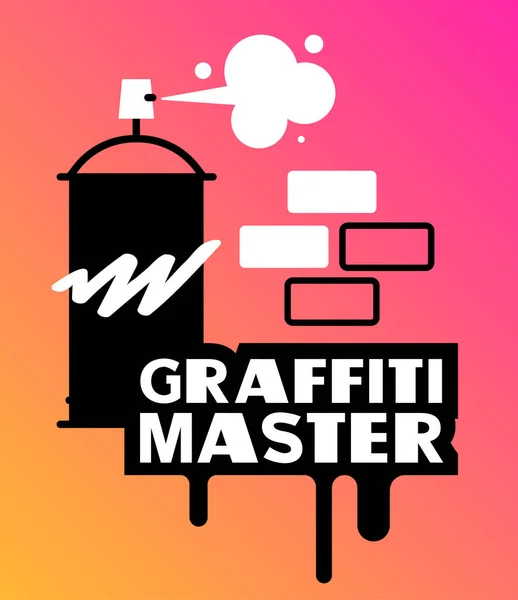 Ilustración Vectorial Una Pintura Aerosol Para Graffiti Con Texto Ladrillos — Vector de stock