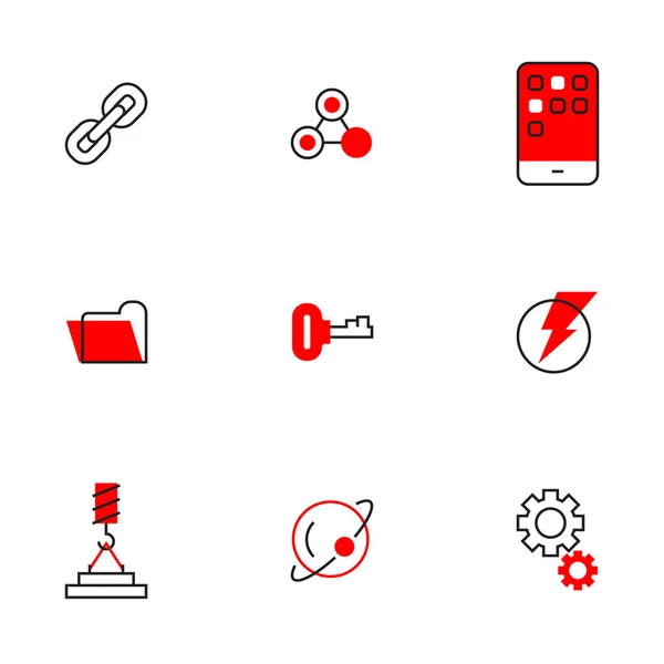 Vector Set Different Red Business Icon Smart Phone Gear White — Stock Vector