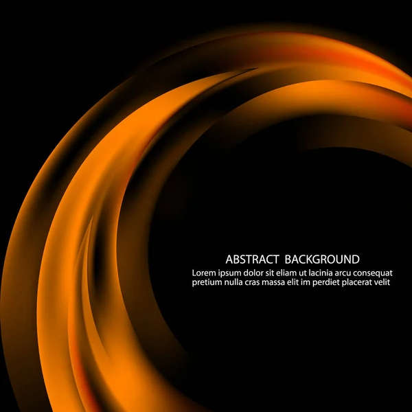 Orange wave abstract shapes on the dark background vector — Stock Vector