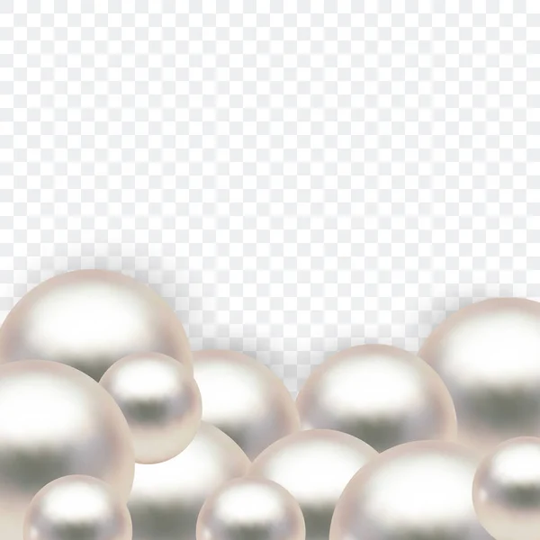Vettoriale realistico lucido belle perle su sfondo morbido — Vettoriale Stock