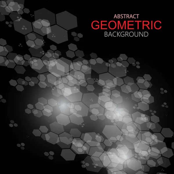 Altıgen desenli teknik geometrik siyah arkaplan. Vektör tasarımı — Stok Vektör