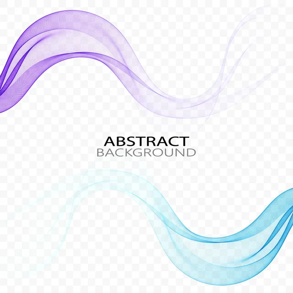 Conjunto abstrato cor onda fumaça transparente liso vetor linhas azuis — Vetor de Stock