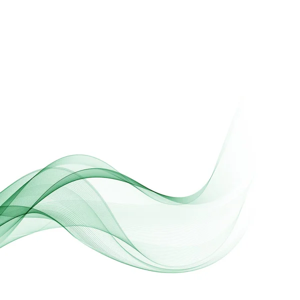 Onda verde sobre fondo blanco.Fondo de onda transparente abstracto — Vector de stock