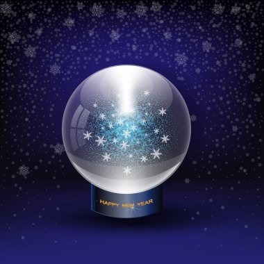 Mavi üzerine vektör kar küresi. Katmanlı.