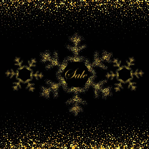 Χριστουγεννιάτικη πώληση χρυσό διακόσμηση χειμερινές διακοπές για εποχιακό σχεδιασμό, χαμηλή πολυ διάνυσμα νιφάδες χιονιού. — Διανυσματικό Αρχείο