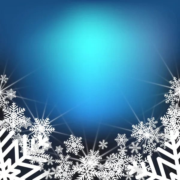 Fond de vacances motif flocon de neige, décor de Noël, fond bleu d'hiver. Illustration vectorielle. — Image vectorielle