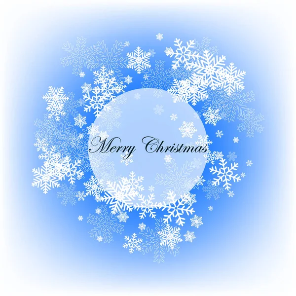 Tatil arkaplanı kar tanesi deseni, Noel dekorasyonu, kış mavisi arka plan. Vektör çemberi çerçevesi — Stok Vektör