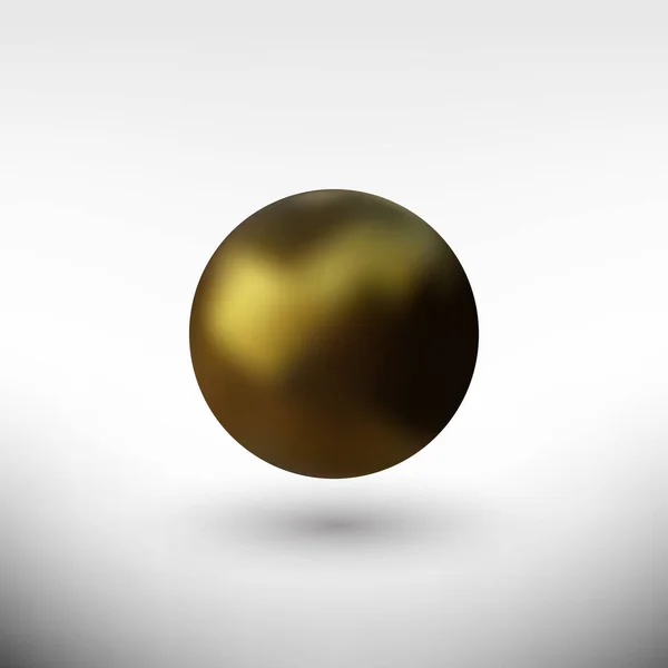 Золотая сфера. Пузырь масла изолирован на сером фоне. Золотой глянцевый 3d шар или драгоценная жемчужина. Капли желтой сыворотки или коллагена . — стоковый вектор